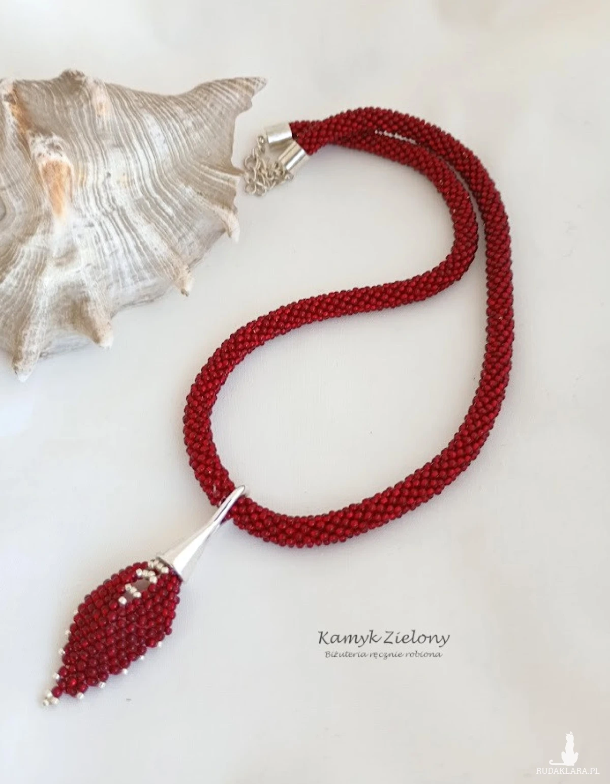 Komplet - naszyjnik i bransoletka w kolorze czerwonego wina